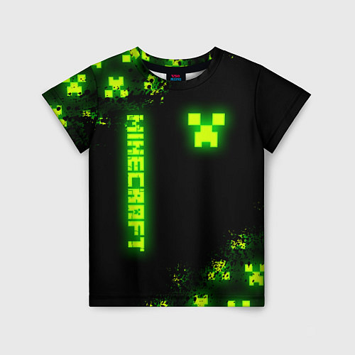 Детская футболка MINECRAFT NEON LOGO CREEPER / 3D-принт – фото 1