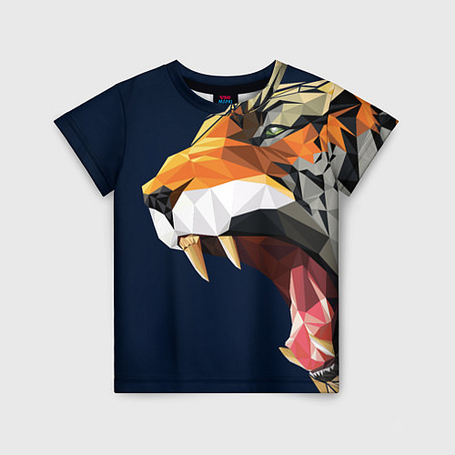 Детская футболка Пасть тигра в мозаике / 3D-принт – фото 1