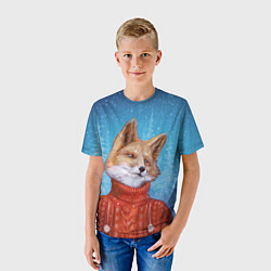 Футболка детская НОВОГОДНИЙ ЛИС CHRISTMAS FOX, цвет: 3D-принт — фото 2