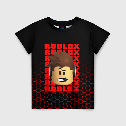 Детская футболка ROBLOX LEGO FACE УЗОР СОТЫ / 3D-принт – фото 1