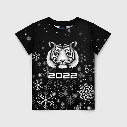 Детская футболка Новогодний тиг 2022 со снежинками / 3D-принт – фото 1