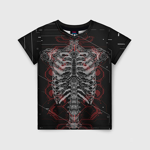 Детская футболка Биомеханический скелет cyberpunk / 3D-принт – фото 1
