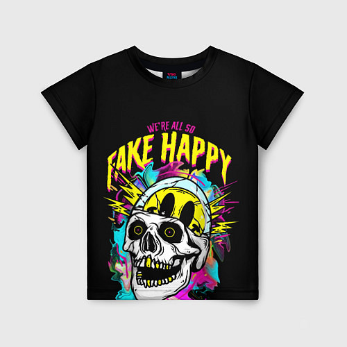 Детская футболка Fake Happy Фальшивое счастье / 3D-принт – фото 1