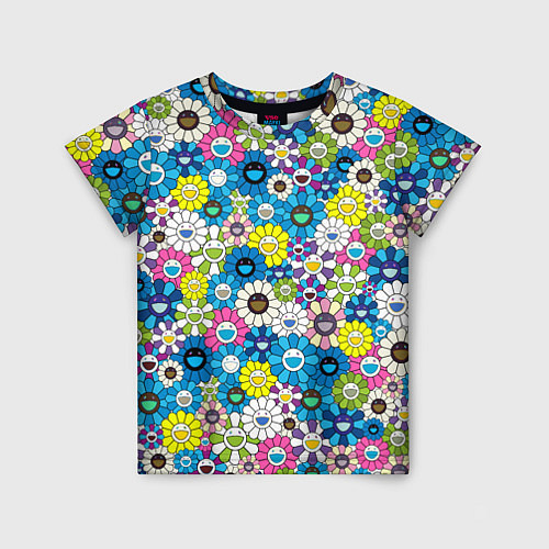 Детская футболка Takashi Murakami Улыбающиеся цветы / 3D-принт – фото 1