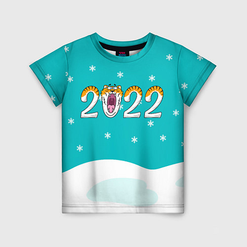 Детская футболка Надпись 2022 Новый год / 3D-принт – фото 1
