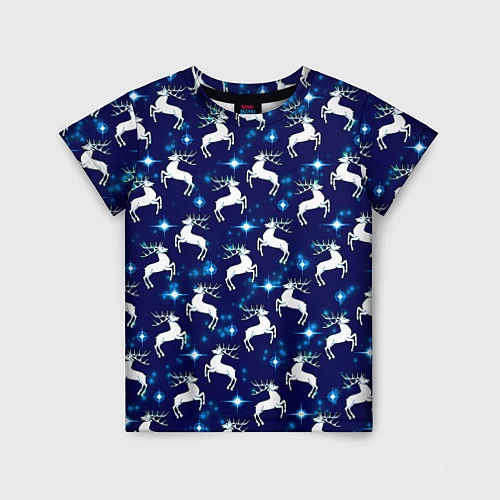 Детская футболка Новогодние олени и звезды / 3D-принт – фото 1