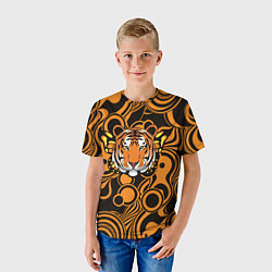 Футболка детская Голова тигра с бабочкой, цвет: 3D-принт — фото 2