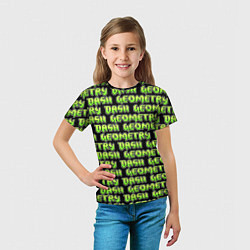 Футболка детская Geometry Dash: Green Pattern Logo, цвет: 3D-принт — фото 2