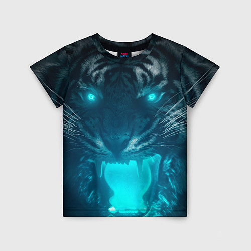 Детская футболка Неоновый водяной тигр 2022 / 3D-принт – фото 1