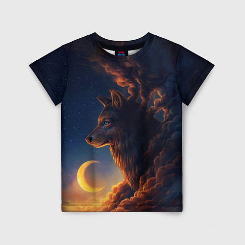 Детская футболка Ночной Волк Night Wolf / 3D-принт – фото 1
