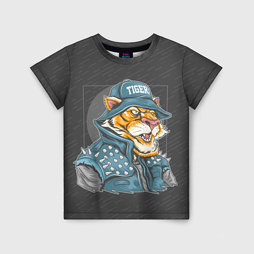 Детская футболка Крутой тигр cool tiger / 3D-принт – фото 1