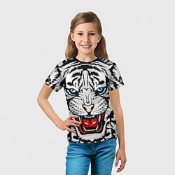 Футболка детская БЕЛЫЙ ТИГР СИМВОЛ НОВОГО ГОДА 2022 WHITE TIGER, цвет: 3D-принт — фото 2