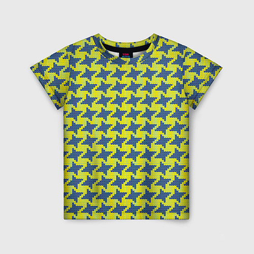 Детская футболка Сине-желтые гусиные лапки / 3D-принт – фото 1