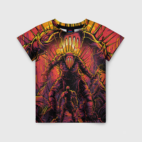 Детская футболка КРАТОС И БИТВА С БОССОМ, GOD OF WAR / 3D-принт – фото 1