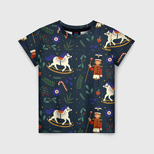 Детская футболка Щелкунчик паттерн с лошадкой / 3D-принт – фото 1