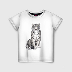 Детская футболка Сидящая белая тигрица