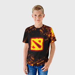 Футболка детская DOTA 2 FIRE LOGO ДОТА 2 ОГНЕННЫЙ ЛОГО, цвет: 3D-принт — фото 2