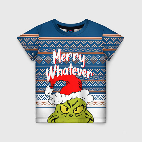 Детская футболка MERRY WHATEVER GRINCH / 3D-принт – фото 1