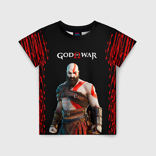 Детская футболка God of War красные разводы / 3D-принт – фото 1