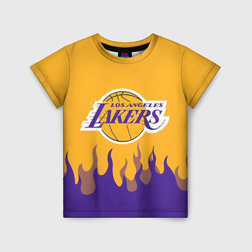 Детская футболка LA LAKERS NBA FIRE ЛЕЙКЕРС ОГОНЬ / 3D-принт – фото 1