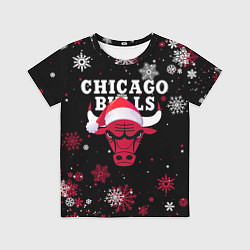 Футболка детская НОВОГОДНИЙ CHICAGO BULLS 2022 СНЕЖИНКИ, цвет: 3D-принт