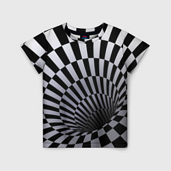 Детская футболка Оптическая Иллюзия, черно-белая
