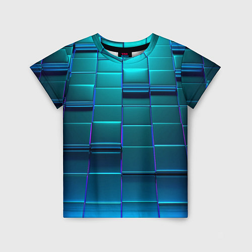 Детская футболка 3D квадраты неоновые / 3D-принт – фото 1