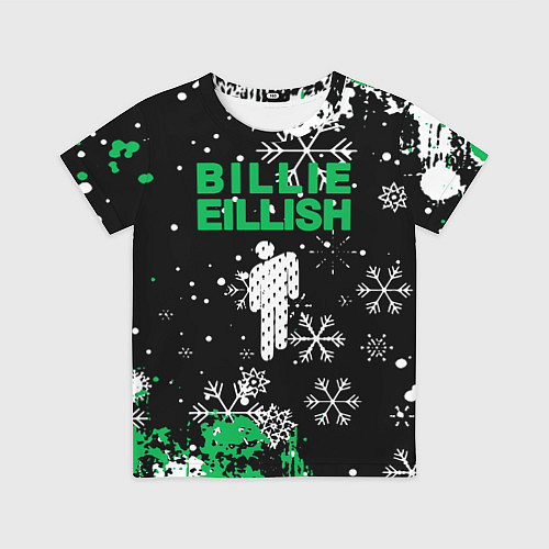 Детская футболка Billie eilish новый год снежинки / 3D-принт – фото 1