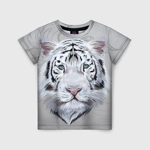 Детская футболка Снежный нежный тигр / 3D-принт – фото 1