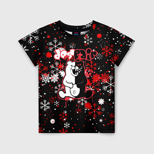 Детская футболка Monokuma Снежинки Новый год / 3D-принт – фото 1