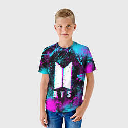 Футболка детская НЕОНОВЫЙ БТС NEON BTS, цвет: 3D-принт — фото 2