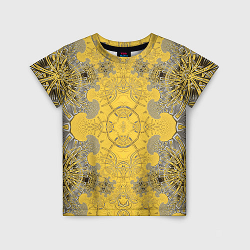 Детская футболка Коллекция Фрактальная мозаика Желтый на черном 573 / 3D-принт – фото 1