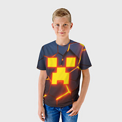 Футболка детская ОГНЕННЫЙ КРИПЕР 3D ПЛИТЫ FIRE CREEPER, цвет: 3D-принт — фото 2