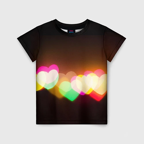 Детская футболка Горящие сердца всех цветов радуги / 3D-принт – фото 1