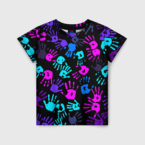 Детская футболка Следы неоновых рук / 3D-принт – фото 1