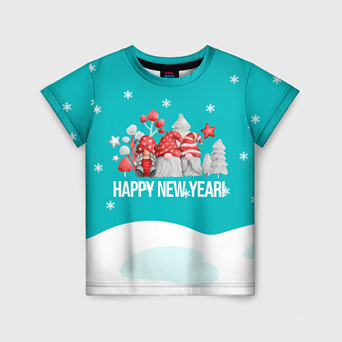 Детская футболка Happy New Year Новогодние гномы / 3D-принт – фото 1