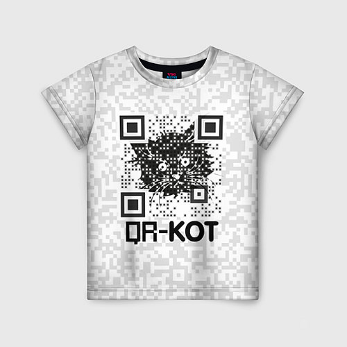 Детская футболка QR код котик / 3D-принт – фото 1