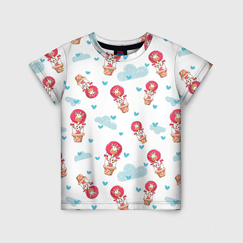 Детская футболка Жирафы на воздушных шарах / 3D-принт – фото 1