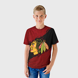 Футболка детская Chicago Blackhawks, Чикаго Блэкхокс, цвет: 3D-принт — фото 2