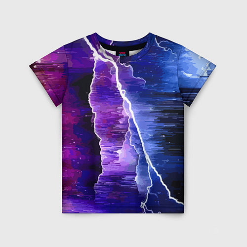 Детская футболка Космическая молния, глитч / 3D-принт – фото 1