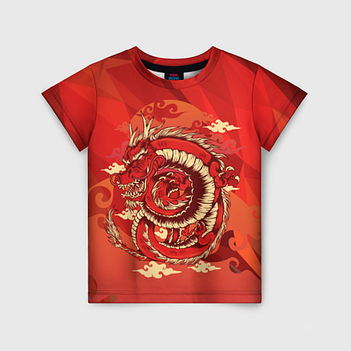 Детская футболка Красно-огненный дракон / 3D-принт – фото 1