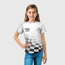 Футболка детская Audi Quattro, Ауди Кватро, Финишный флаг, цвет: 3D-принт — фото 2