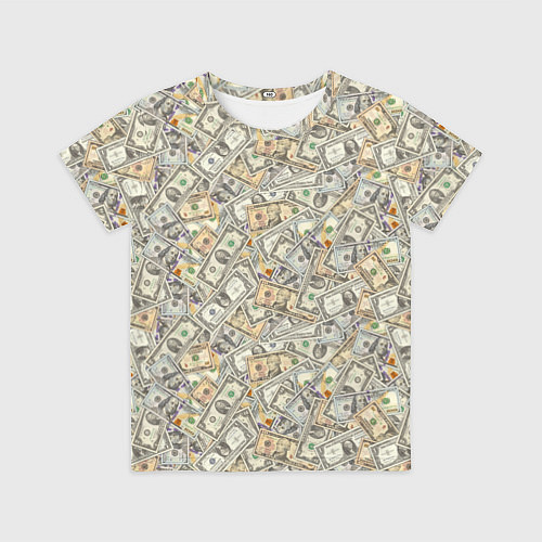 Детская футболка Доллары 1, 2, 10, 100 банкноты / 3D-принт – фото 1