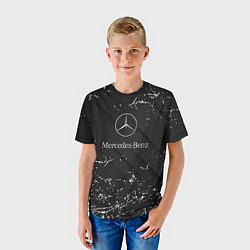 Футболка детская Mercedes-Benz штрихи black, цвет: 3D-принт — фото 2