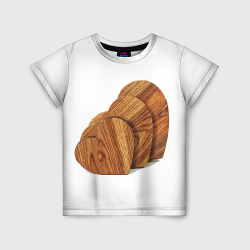 Детская футболка Сердечки из дерева / 3D-принт – фото 1