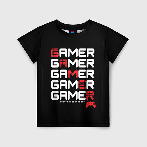 Детская футболка GAMER - GAMER - GAMER / 3D-принт – фото 1