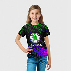 Футболка детская Skoda разноцветные брызги, цвет: 3D-принт — фото 2