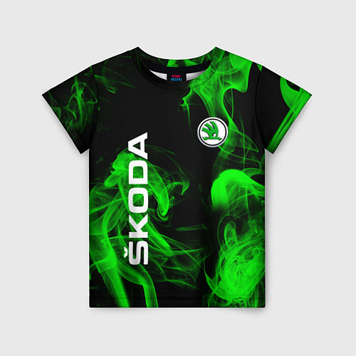 Детская футболка Skoda: Green Smoke / 3D-принт – фото 1