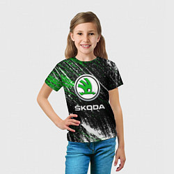 Футболка детская Skoda: Потёртости, цвет: 3D-принт — фото 2