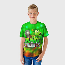 Футболка детская Plants vs Zombies горохострел и зомби, цвет: 3D-принт — фото 2